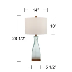 360 Lighting Ryan Modern Coastal Table Lamps 28 1/2" Tall Set Of 2 Blue Glass White Drum Shade For Bedroom Living Room Bedside Nightstand Office House -360 Lighting GUEST 6e6ed1c2 6249 496d ae36 0c442292a351