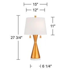 360 Lighting Sterling 27 3/4" Tall Modern Table Lamp Pull Chain Gold Finish Marble Single White Shade Living Room Bedroom Bedside Nightstand House -360 Lighting GUEST 6e985fbc 0c24 44f8 89ea 537151ea8a29