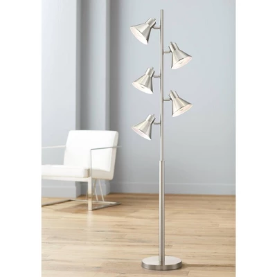 360 Lighting Modern Floor Lamp 5-Light Tree 70" Tall Brushed Nickel Metal Adjustable Heads For Living Room Reading Bedroom Office 3 360 Lighting Modern Floor Lamp 5-Light Tree 70" Tall Brushed Nickel Metal Adjustable Heads For Living Room Reading Bedroom Office