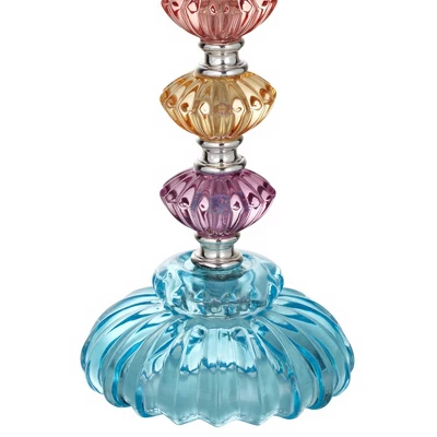 360 Lighting Bohemian Country Cottage Accent Table Lamp With Table Top Dimmer 21" High Teal Blue Stacked Glass For Bedroom Living Room Bedside Office 7 360 Lighting Bohemian Country Cottage Accent Table Lamp With Table Top Dimmer 21" High Teal Blue Stacked Glass For Bedroom Living Room Bedside Office - Image 5