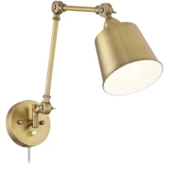 360 Lighting Mendes Modern Swing Arm Wall Lamps Set Of 2 Brass Gold Plug-in Light Fixture Metal Shade For Bedroom Bedside Living Room Reading House -360 Lighting GUEST 6fff8fa6 e3cc 4f77 9832 6f26ce519c84