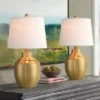 360 Lighting Becca 22" High Urn Small Modern Accent Table Lamps Set Of 2 Gold Brass Finish Metal White Shade Living Room Bedroom Bedside Nightstand -360 Lighting GUEST 70a98dd8 5e25 46fe ae96 b2ebefe413fb