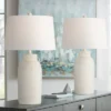 360 Lighting Jaime 27 1/2" Tall Modern Coastal Table Lamps Set Of 2 Faux White Sandstone Finish White Shade Living Room Bedroom Bedside Nightstand