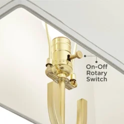 360 Lighting Modern Table Lamps 28 1/4" Tall Set Of 2 Gold Metal White Rectangular Shade For Living Room Bedroom House Bedside -360 Lighting GUEST 7182fde2 984d 423f 8853 19d7525dcc79