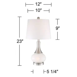 360 Lighting Serrena Modern Accent Table Lamp 23" High White Glass Brushed Nickel Metal With Nightlight Drum Shade For Bedroom Living Room House Home -360 Lighting GUEST 71bc55df eec1 4246 a4a4 2c87c4d7a272