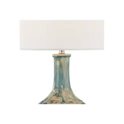 360 Lighting Modern Table Lamp 26" High Teal Glaze Ceramic Gourd White Fabric Drum Shade For Bedroom Living Room House Home Bedside Nightstand Office -360 Lighting GUEST 7212708d 3d61 422e 8b8e b196907ddceb