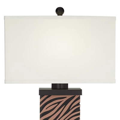360 Lighting Modern Table Lamps Set Of 2 With USB Charging Port 27" Tall Zebra Faux Wood Off-White Fabric Shade For Bedroom Bedside House 9 360 Lighting Modern Table Lamps Set Of 2 With USB Charging Port 27" Tall Zebra Faux Wood Off-White Fabric Shade For Bedroom Bedside House - Image 7