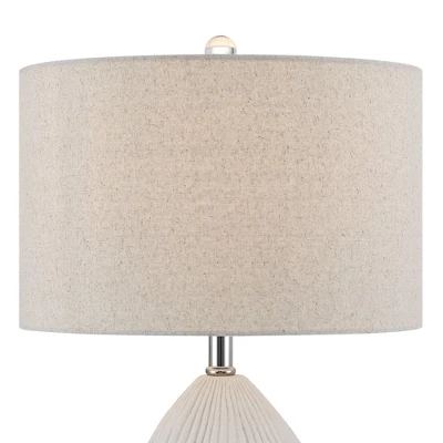 360 Lighting Lara 23" High Small Modern Coastal Accent Table Lamp Sand White Finish Single Oatmeal Shade Living Room Bedroom Bedside Nightstand House 4 360 Lighting Lara 23" High Small Modern Coastal Accent Table Lamp Sand White Finish Single Oatmeal Shade Living Room Bedroom Bedside Nightstand House - Image 2