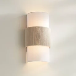 360 Lighting Cabo 14 1/2" Linen And Rope 2-Light Wall Sconce