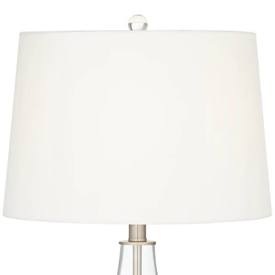 360 Lighting Marnie Modern Coastal Table Lamp 28" Tall Blue Art Glass White Fabric Drum Shade For Bedroom Living Room Bedside Nightstand Office House 9 360 Lighting Marnie Modern Coastal Table Lamp 28" Tall Blue Art Glass White Fabric Drum Shade For Bedroom Living Room Bedside Nightstand Office House - Image 7