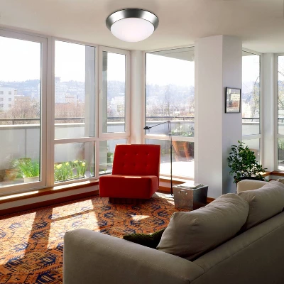 360 Lighting Modern Ceiling Light Flush Mount Fixture 13" Wide Brushed Nickel 2-Light Frosted Glass Dome Shade For Bedroom Kitchen Living Room Hallway 5 360 Lighting Modern Ceiling Light Flush Mount Fixture 13" Wide Brushed Nickel 2-Light Frosted Glass Dome Shade For Bedroom Kitchen Living Room Hallway - Image 3