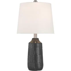 360 Lighting Unity 22 1/4" High Small Modern Accent Table Lamps Set Of 2 Black Ceramic White Shade Living Room Bedroom Bedside Nightstand House Office -360 Lighting GUEST 77792ae8 8cbd 4520 83b5 59562c5008e0