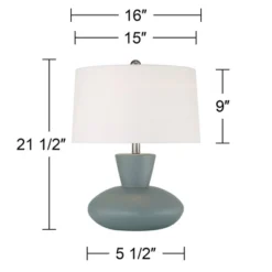 360 Lighting Emil 21 1/2" High Small Mid Century Modern Accent Table Lamp Light Gray Ceramic Single White Shade Living Room Bedroom Bedside Nightstand -360 Lighting GUEST 77b961fa 900b 418b afc7 9886c73edac5