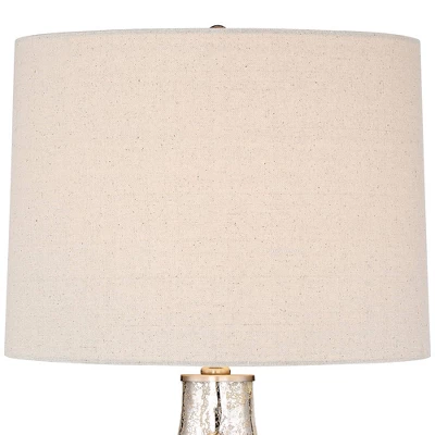 360 Lighting Modern Table Lamp 28" Tall With USB Charging Port Mercury Glass Off White Drum Shade For Bedroom Living Room House Home Bedside Office 5 360 Lighting Modern Table Lamp 28" Tall With USB Charging Port Mercury Glass Off White Drum Shade For Bedroom Living Room House Home Bedside Office - Image 3