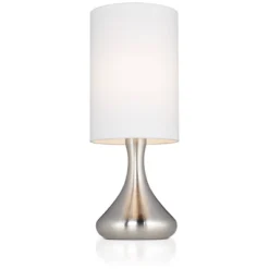 360 Lighting Melmore Modern Mid Century Accent Table Lamps 17" High Set Of 2 Brushed Nickel Metal Droplet White Cylinder Shade For Bedroom House Home -360 Lighting GUEST 78f0c929 c952 42ab 887e 2cd82ed37801