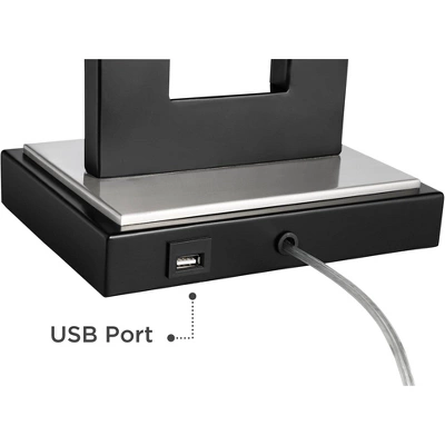 360 Lighting Neil Modern Table Lamp With White Marble Riser 26" High Two Tone USB Charging Port Rectangular Shade Bedroom For Bedroom Living Room Desk 6 360 Lighting Neil Modern Table Lamp With White Marble Riser 26" High Two Tone USB Charging Port Rectangular Shade Bedroom For Bedroom Living Room Desk - Image 4