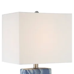 360 Lighting Connie Modern Table Lamps 25" High Set Of 2 Blue Faux Marble With USB Charging Port Table Top Dimmers White Shade For Bedroom Office Desk -360 Lighting GUEST 79ffbcfa aa17 434a b4be a365c11da786