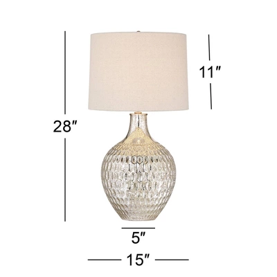 360 Lighting Modern Table Lamp 28" Tall With USB Charging Port Mercury Glass Off White Drum Shade For Bedroom Living Room House Home Bedside Office 9 360 Lighting Modern Table Lamp 28" Tall With USB Charging Port Mercury Glass Off White Drum Shade For Bedroom Living Room House Home Bedside Office - Image 7