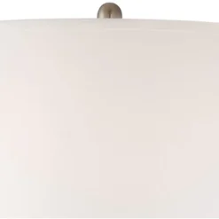 360 Lighting Geoff Modern Table Lamps 26" High Set Of 2 Brushed Nickel With USB Charging Port White Drum Shade For Bedroom Living Room Bedside Desk -360 Lighting GUEST 7abbf159 31a5 40d1 9781 1e5ec631efc7