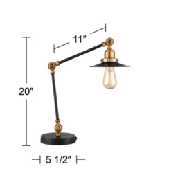 360 Lighting Taurus 20" High Small Farmhouse Rustic Industrial Desk Lamps Set Of 2 USB Ports Adjustable Black Gold Home Office Living Room Charging -360 Lighting GUEST 7af39de0 9f36 474a 9d43 cc6bf53eb765