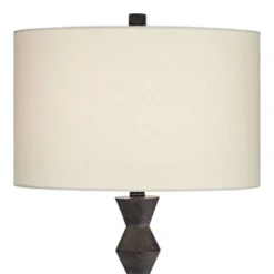 360 Lighting Timberline 32" Tall Faceted Base Large Modern End Table Lamp Black Finish Single White Shade Living Room Bedroom Bedside Nightstand House -360 Lighting GUEST 7b59db90 991a 4795 85ab 1f5cb86c2003