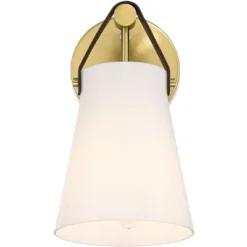360 Lighting Ashley 10 1/2" High Antique Brass And Leather Wall Sconce -360 Lighting GUEST 7baedf53 5392 431b 8a8e 4c91e707bca3