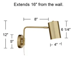 360 Lighting Carla Modern Swing Arm Wall Lamp Brushed Brass Plug-in Light Fixture Up Down Cylinder Shade For Bedroom Bedside Living Room Reading House -360 Lighting GUEST 7bd251d2 090c 4114 982f 1c870fbcfb01