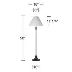 360 Lighting Dyna Traditional 58" Tall 2-Light Standing Floor Lamp Skinny Pole Pull Chain Black Finish Living Room Bedroom House Pleated Ivory Shade -360 Lighting GUEST 7d03e19e 4633 4231 8795 1b52127c03d4