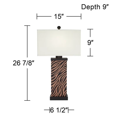 360 Lighting Modern Table Lamps Set Of 2 With USB Charging Port 27" Tall Zebra Faux Wood Off-White Fabric Shade For Bedroom Bedside House 5 360 Lighting Modern Table Lamps Set Of 2 With USB Charging Port 27" Tall Zebra Faux Wood Off-White Fabric Shade For Bedroom Bedside House - Image 3