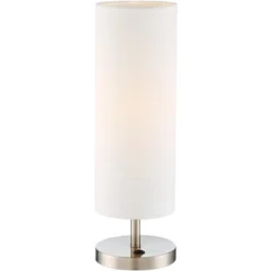 360 Lighting Heyburn Modern Accent Table Lamps 20" High Set Of 2 Brushed Nickel With USB And AC Power Outlet In Base White Cylinder Shade For Desk -360 Lighting GUEST 7dab853c 7b66 47df a821 8333e869dc97