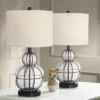 360 Lighting Eric Rustic Table Lamps Set Of 2 24" High Dark Bronze Blown Glass Gourd Burlap Fabric Drum Shade For Bedroom Living Room Bedside Office -360 Lighting GUEST 7e3391ba 5863 4251 ac0b 4bb25cd64ce0