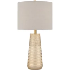 360 Lighting Mira 25 1/4" High Modern Table Lamps Set Of 2 Textured Gold Finish Oatmeal Shade Living Room Bedroom Bedside Nightstand House Office -360 Lighting GUEST 7eefac0f 23a0 4d35 9964 4079ee3cd31d