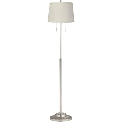 360 Lighting Abba Modern Floor Lamp Standing 66" Tall Brushed Nickel Silver Beige Fabric Tapered Drum Shade For Living Room Bedroom Office House Home 3 360 Lighting Abba Modern Floor Lamp Standing 66" Tall Brushed Nickel Silver Beige Fabric Tapered Drum Shade For Living Room Bedroom Office House Home