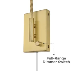 360 Lighting Lido Mid Century Modern Wall Lamp Warm Gold Plug-in 2 1/4" Fixture Adjustable Gooseneck For Bedroom Reading Living Room Hallway House -360 Lighting GUEST 7f53f863 9038 44f0 995d 1142e6ecb856