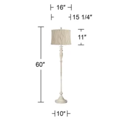 360 Lighting Colonnade Traditional Country 60" Tall Standing Floor Lamp Metal Antique White Finish Living Room Bedroom House Drum Kinmen Cream Shade -360 Lighting GUEST 7fcbdddb cb34 4cf4 b6c0 011a7405d6ce