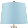 360 Lighting Simon Modern Table Lamps 25 1/2" High Set Of 2 Brushed Nickel With USB Charging Port Blue Hardback Drum Shade For Bedroom Nightstand Desk -360 Lighting GUEST 8154fc71 9a3d 4a3f bd95 67ecff597a50