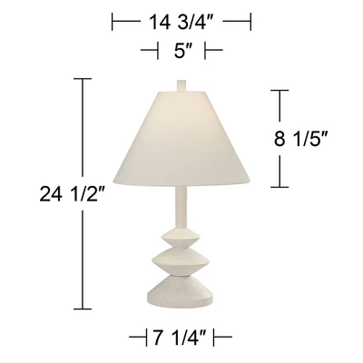 360 Lighting Modern Table Lamps 24 1/2" High Set Of 2 White Sculpture Fabric Cone Shade For Bedroom Living Room House Home Bedside Nightstand Office 10 360 Lighting Modern Table Lamps 24 1/2" High Set Of 2 White Sculpture Fabric Cone Shade For Bedroom Living Room House Home Bedside Nightstand Office - Image 8
