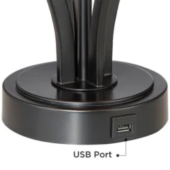 360 Lighting Heather Modern Table Lamps Set Of 2 With Square Risers 27 1/4" Tall Dark Iron USB Charging Port Burlap Drum Shade For Bedroom Living Room -360 Lighting GUEST 82b51adb 2657 4bc0 abcb 3b14f25cd442