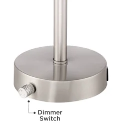 360 Lighting Trotter Modern Table Lamps 23 3/4" High Set Of 2 Brushed Nickel With USB And AC Power Outlet In Base White Fabric Cylinder For Home Desk -360 Lighting GUEST 83990012 0272 419e 9a0a 5b909f2e7247