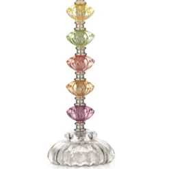 360 Lighting Bohemian Country Cottage Accent Table Lamp 21" High Orchid Stacked Glass Off White Bell Shade For Bedroom Living Room Bedside Nightstand -360 Lighting GUEST 83c610c3 45da 4463 8ec0 05cb12ab0d53