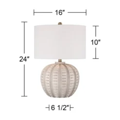 360 Lighting Keira 24" High Gourd Small Modern Coastal Table Lamp Beige Single White Shade Living Room Bedroom Bedside Nightstand House Office -360 Lighting GUEST 8460260e 2176 462f a866 0b410903322f