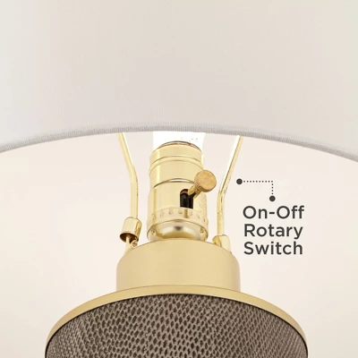 360 Lighting Gilson Modern Table Lamps 24 1/2" High Set Of 2 Gray Glaze Ceramic White Drum Shade For Bedroom Living Room Bedside Nightstand Office 6 360 Lighting Gilson Modern Table Lamps 24 1/2" High Set Of 2 Gray Glaze Ceramic White Drum Shade For Bedroom Living Room Bedside Nightstand Office - Image 4