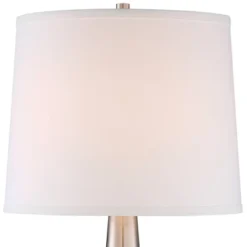 360 Lighting Karla Art Deco Style Table Lamps 25" High Set Of 2 Brushed Nickel With USB Charging Port And Table Top Dimmers White Fabric Drum For Desk -360 Lighting GUEST 868b441e 1e68 45fd afac ef63ce4d76d5