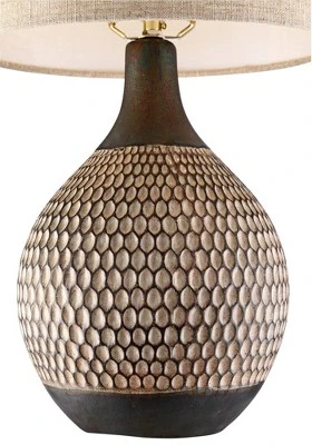 360 Lighting Emma 21" High Small Mid Century Modern Accent Table Lamps Set Of 2 Brown Wood Finish Ceramic Oatmeal Shade Living Room Bedroom Bedside 7 360 Lighting Emma 21" High Small Mid Century Modern Accent Table Lamps Set Of 2 Brown Wood Finish Ceramic Oatmeal Shade Living Room Bedroom Bedside - Image 5