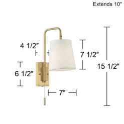 360 Lighting Luca Modern Swing Arm Wall Lamp Warm Brass Metal Plug-in Light Fixture Up Down White Fabric Shade For Bedroom Bedside Living Room Reading -360 Lighting GUEST 87c5a73d 51d2 4663 aae4 55b02a0df629