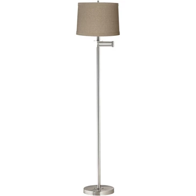 360 Lighting Modern Floor Lamp Swing Arm 60.5" Tall Brushed Nickel Natural Linen Drum Shade For Living Room Reading Bedroom Office 3 360 Lighting Modern Floor Lamp Swing Arm 60.5" Tall Brushed Nickel Natural Linen Drum Shade For Living Room Reading Bedroom Office