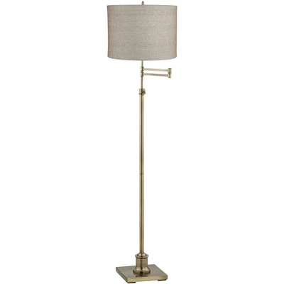 360 Lighting Chic Style Swing Arm Adjustable Floor Lamp 70" Tall Antique Brass Gray Drum Shade For Living Room Reading House Bedroom 3 360 Lighting Chic Style Swing Arm Adjustable Floor Lamp 70" Tall Antique Brass Gray Drum Shade For Living Room Reading House Bedroom