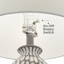 360 Lighting Carlton Modern Table Lamps 28 1/4" Tall Set Of 2 Gray Wash Off White Fabric Drum Shade For Bedroom Living Room Bedside Nightstand Office -360 Lighting GUEST 89972654 ffcd 40a3 95cd 26d0c7caec88