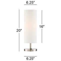 360 Lighting Heyburn Modern Accent Table Lamps 20" High Set Of 2 Brushed Nickel With USB And AC Power Outlet In Base White Cylinder Shade For Desk -360 Lighting GUEST 89d7f214 91dc 4c97 977e 2ec9aade07fd