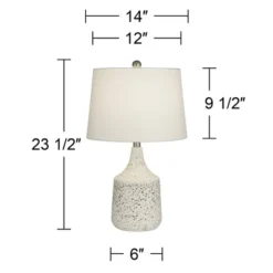 360 Lighting 23 1/2" High Small Modern Coastal Accent Table Lamp Ivory Terrazzo Marble Single White Shade Living Room Bedroom Bedside Nightstand House -360 Lighting GUEST 89fdfdb8 e613 4f7f ad66 679caa35df38